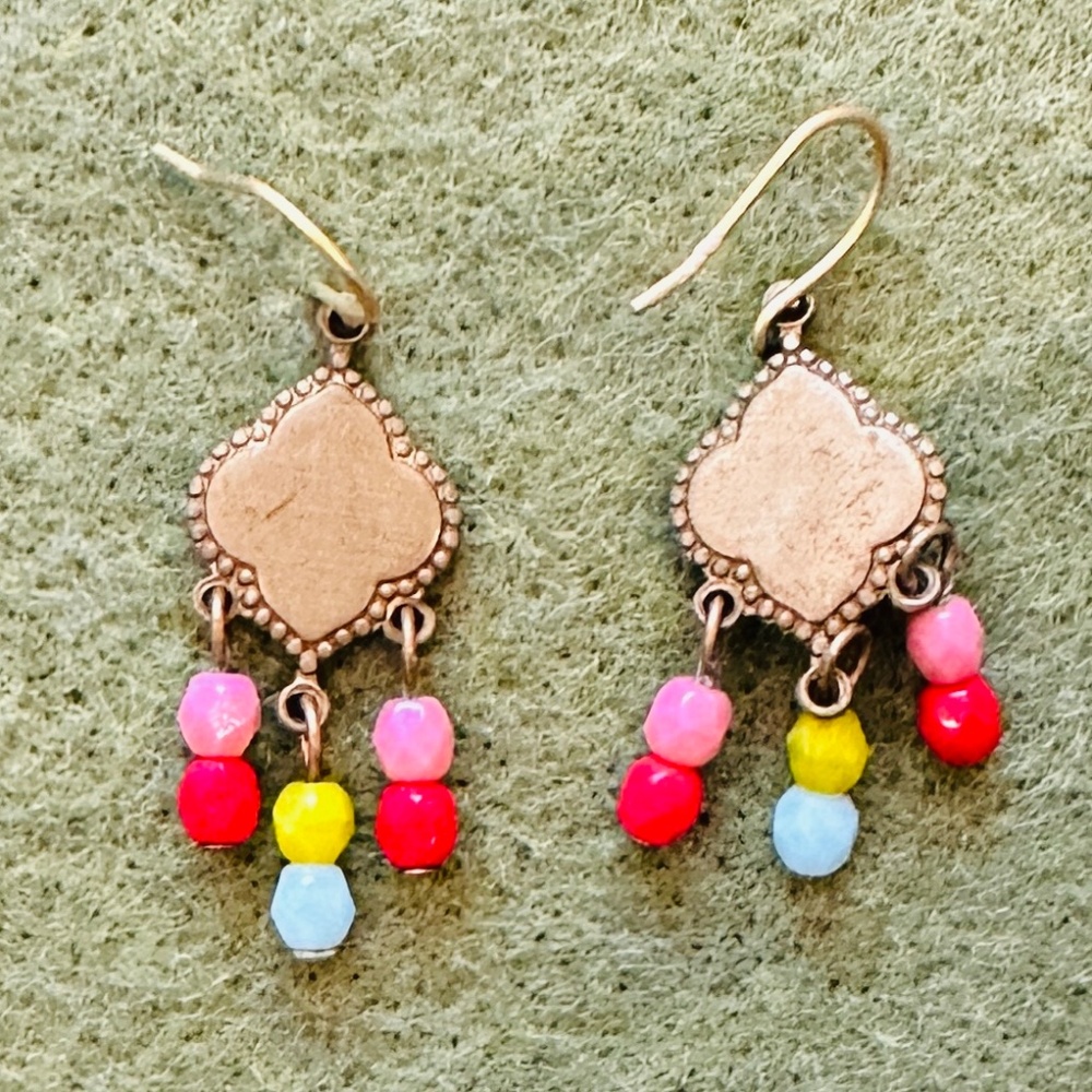 Gold Earrings with Beads
